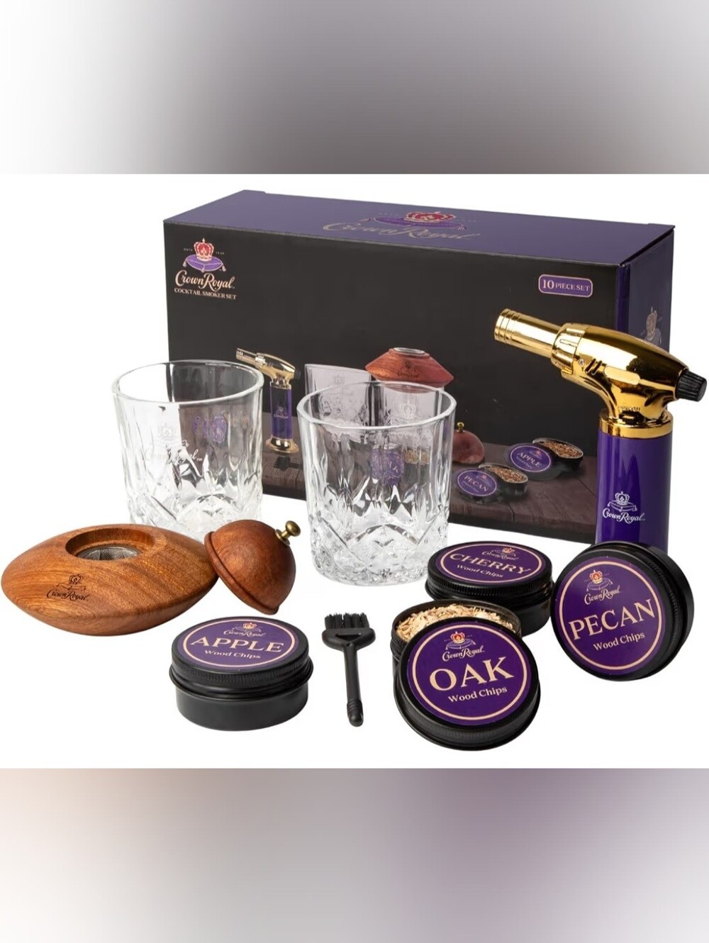 Crown Royal Cocktail Smoker Set with Crystal Glasses